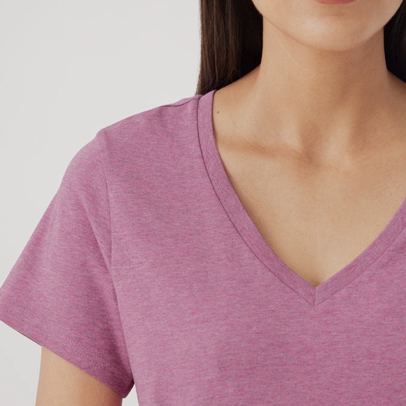 NWT Pact 100% Organic Cotton Rosebud Heather V Neck Softspun Tee Shirt - Picture 5 of 5